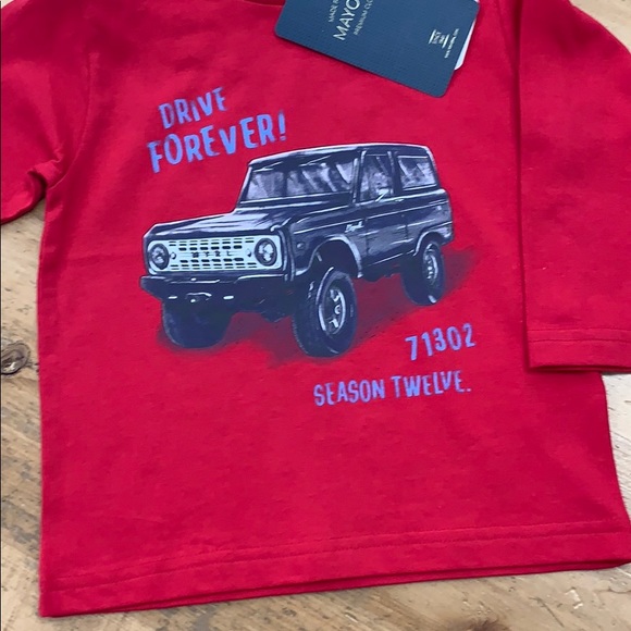 Red long sleeve boys graphic T-shirt - Picture 3 of 6